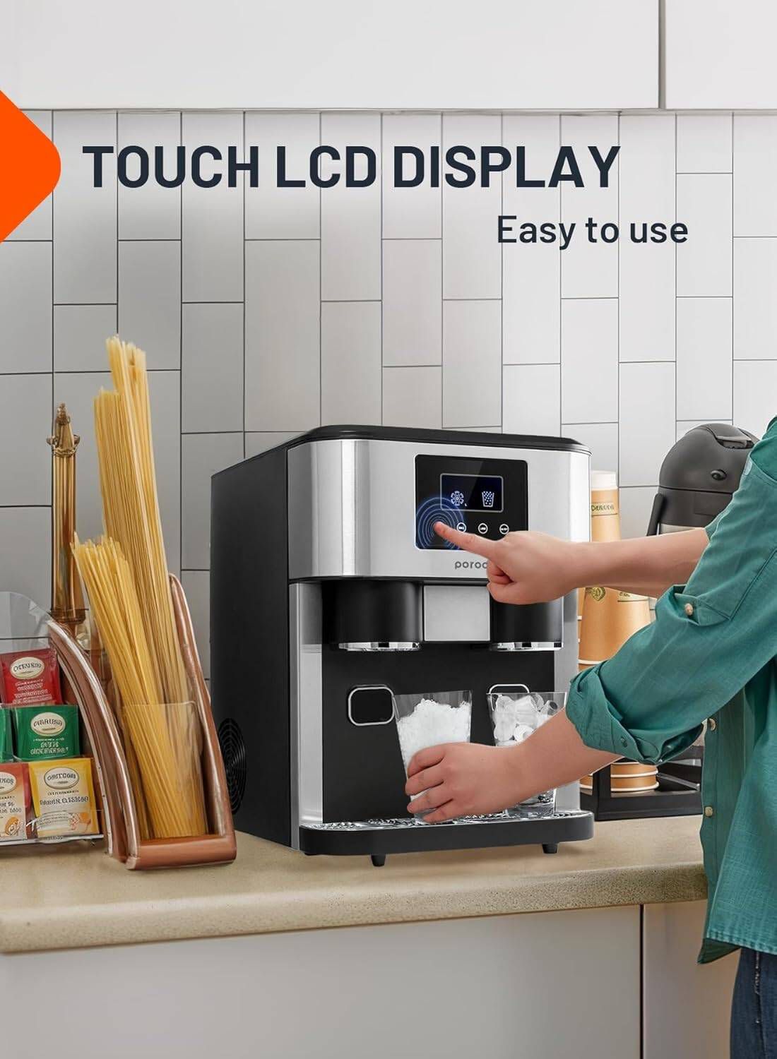 صانعة الثلج 3 في 1 من بورودو مع كسارة وموزع مياه باردة