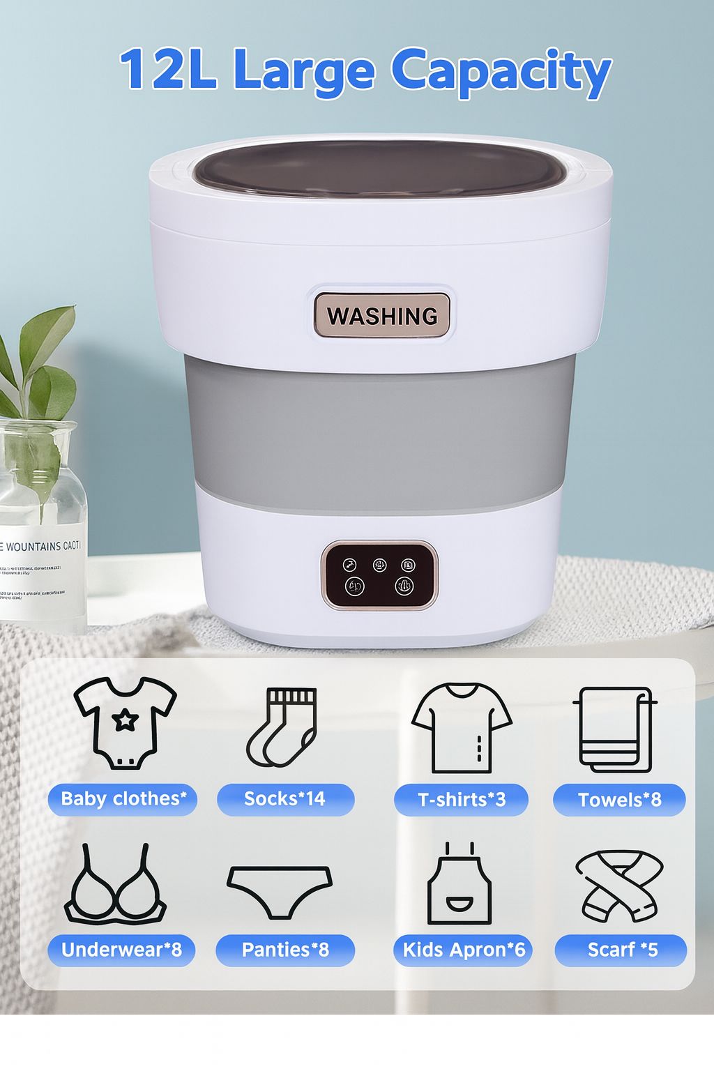 Mini Folding Washing Machine 12L - S810