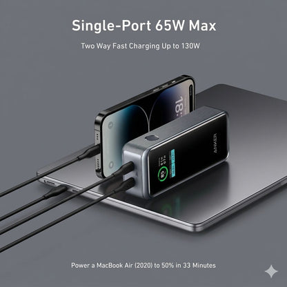 Anker Prime 12,000mAh Power Bank (130W, 2-Port, Smart Display)