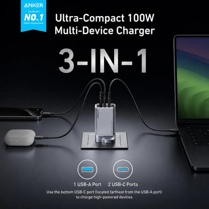 Anker Prime Charger (100W, 3 Ports, GaN)