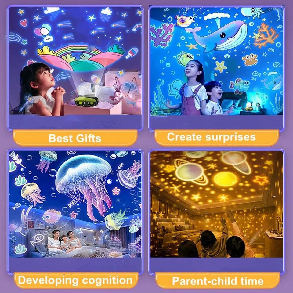 Music Cartoon Robot Car Projection Lamp for Kids